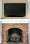 Large television over fireplace