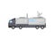 Large television production truck. Media car with satellite antennas on roof. Broadcasting vehicle. Flat vector design