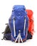 Large touristic backpacks on white