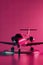 Large toy pink plane. Air travel concept. Girls\\\' holidays. Doll luxurious expensive lifestyle. Generative Ai