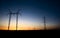 Large transmission towers at blue hour