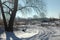 Large tree on the background of the rest of the snow-covered surface