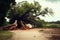 large tree lying on ground after hurricane in aftermath hurricane