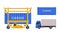 Large Truck as Cargo Transport and Metal Container as Freight Delivering Service Vector Set