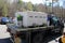 Large truck with supply of fish to restock stream, Saratoga State Park, 2016