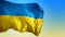 Large Ukrainian flag waving in the wind