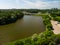 Large urban pond in Victory Park in Zelenograd in Moscow, Russia