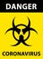 Large vertical toxic hazard icon sign yellow poster with \\\