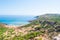 Large view of the beach of Pilar cove in Menorca island