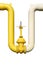 Large water shutoff valve with flanges and lever on white background