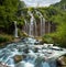 Large waterfall at Plitvice lakes.