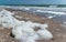 Large waves with foam near the shore during a strong storm, Black Sea, Ukraine