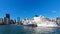 Large White Cruise Ship Docked in Sydney harbour, Australia