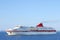Large white cruiser sailing on Ionian sea