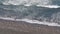 Large white seagulls on the sandy beach of the Pacific Ocean