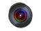 Large wide angle photo lens front view isolated with clipping pa