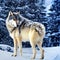 A Large Wolf in the Mountains and Snow