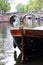 Large wooden boat in Amsterdam, Prinsengracht canal