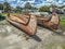 Large wooden canoes