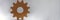 Large wooden gear on grey background, single mechanism for integrated development