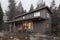 Large wooden house in American style house exterior on outskirts of forest