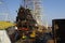 Large wooden sailing galleon for tourist voyages in Gdynia port over Baltic Sea