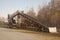 Large wooden slide for sleds. Empty inactive in the autumn