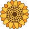 Large Yellow Orange Brown Sunflower Graphic Element