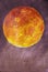 Large yellow red glowing moon painting