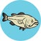 Largemouth Bass Fish Side Circle Cartoon
