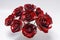A larger bouquet of red roses made of stained glas on a white surface created with generative AI technology