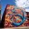 Larger-than-life mural of a mythical creature in Melbourne's laneway