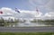 The largest fountain in Aachen in the middle of the Europaplatz roundabout is striking