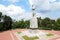 Largest monument to Ukrainian poet Taras Shevchenko, view from drone in city Dnepr Dnepropetrovsk, Ukraine. 2021-06-12