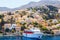 Largest ship in the port of Symi. pictorial Greece series- island, Dodecanes