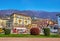 Largo Franco Zorzi behind the topiary bushes, Locarno, Switzerland