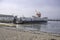 Largs Pier and a local car ferry Scotland