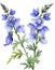 Larkspur flower, Watercolor painting of a larkspur flower. AI-Generated.