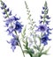 Larkspur flower, Watercolor painting of a larkspur flower. AI-Generated.