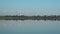 Larnaka salt lake with migrating flamingos