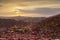 Larung gar (Buddhist Academy) in sunset, Sichuan, China.