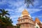 Las Americas,Tenerife,Spain - June 14, 2017:View on thai style main building and exterior walls of the Siam Park.