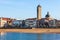 Las arenas of Getxo seafront and church