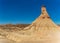 Las Bardenas desert iconic pyramid formation with text space