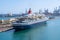 Las Palmas Oct 11, 2019: The Boudicca cruise ship docked at the port of Las Palmas de Gran Canaria in a refueling maneuver with