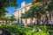 Las Palmas, Spain, December 21, 2022. Las Ranas square and fountain in Las Palmas, Canarias, Spain