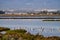 Las Salinas in Cabo de Gata Almeria. Flamingos lake in Spain