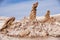 Las tres Marias Three Marys formation rocks in Valle de la Luna in San Pedro de Atacama, Chile.