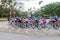 LAS TUNAS, CUBA - JAN 27, 2016: Group of cyclists is training at the road in Las Tunas