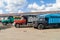 LAS TUNAS, CUBA - JAN 27, 2016: Truck station in Las Tunas. In Cuba, trucks often carry passenger